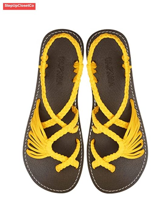 Shoes - Woven Women's Flat Sandals - Strappy Braided Rope Sandals Summer Boho Flats